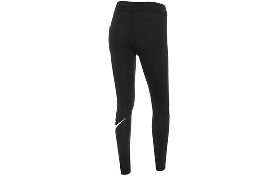 (WMNS) Nike Sportswear Essential High-Waisted Logo Leggings 'Black White' CZ8528-010