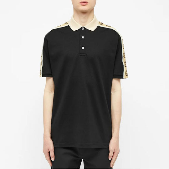 Gucci Interlock Double G Stripe Polo Shirt Black 598949-XJB0Q-1082