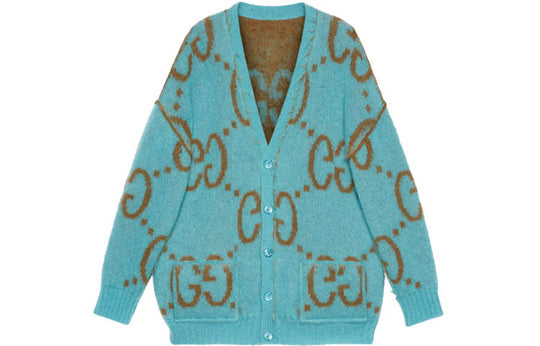 (WMNS) Gucci Reversible GG Mohair Wool Cardigan 'Brown/Light Blue' 635160-XKBR9-2048