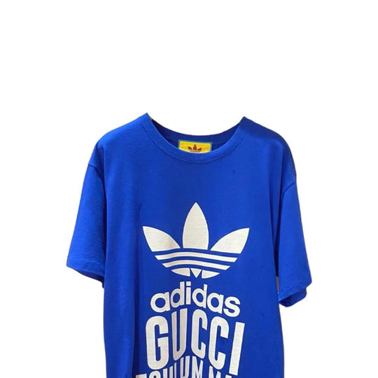 (WMNS) Gucci x adidas Oversized Cotton Jersey Short Sleeve T-Shirt 'Blue' 717422-XJEXI-4698