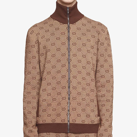 Gucci Jacquard Knit Pilot Jacket Coat Male Brown 572636-XKAKV-2094