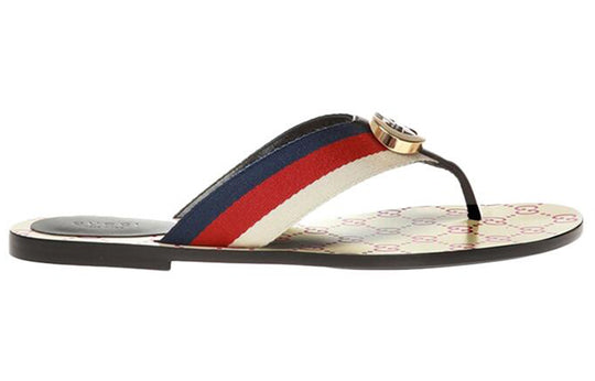 (WMNS) Gucci Logo Flip-Flops Brown 612138-H9020-9120