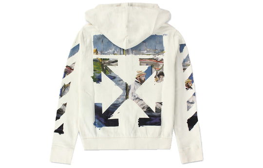 Off-White Zipped Up Printed Hooded sweater Men White OMBE001G20FLE0010110