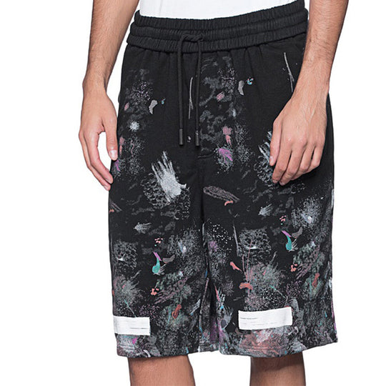 Off-White Splash Ink Pattern Printing Shorts Black OMCB009F176190329901