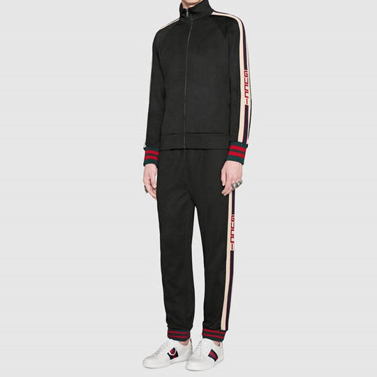 Gucci Technical Jersey Track Jacket Stripe Zipper Classic Black 474634-X5T39-1008