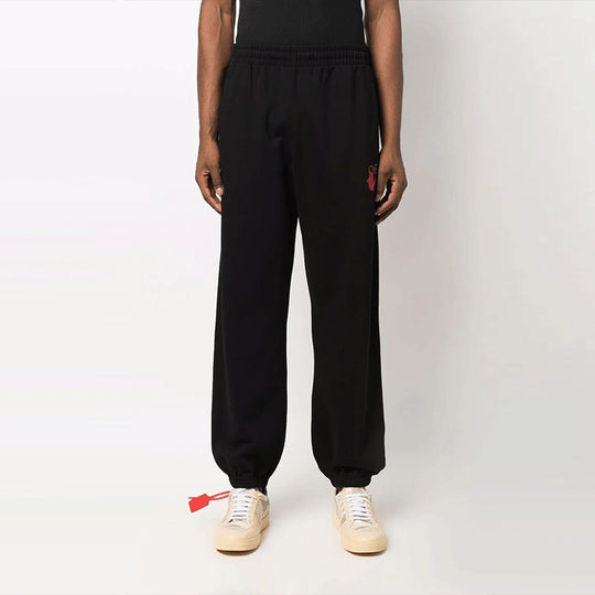 Men's Off-White Hands Off Red Arrow Sports Pants/Trousers/Joggers Loose Fit Black OMCH029F21FLE0021025