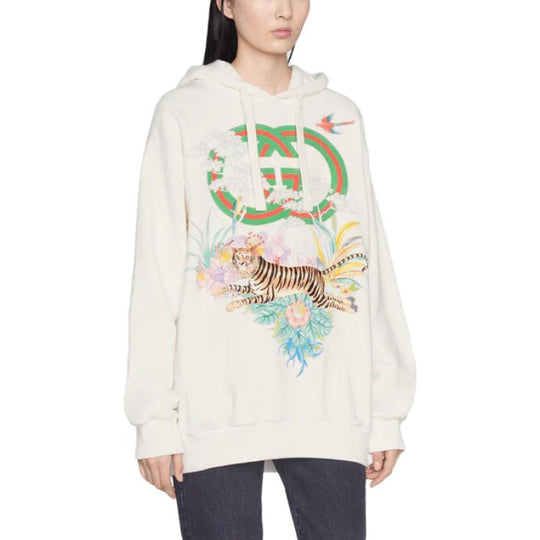 (WMNS) Gucci Tiger Interlocking G Hooded Sweatshirt 'Off-white' 615061-XJD4F-9095