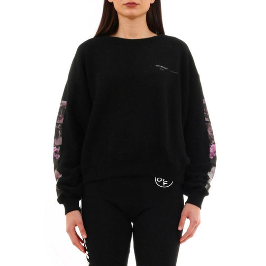 (WMNS) Off-White Loose Flowers Printing Black OWBA047S19D970791088