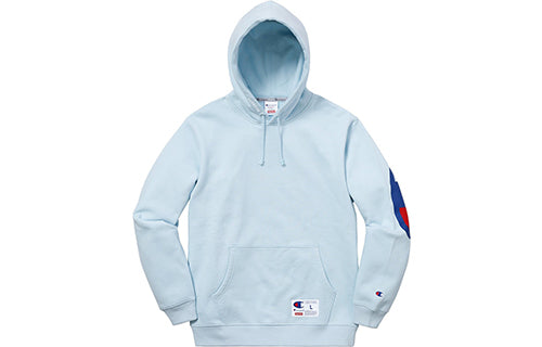 Supreme SS18 x Champion Hooded Sweatshirt Light Blue Logo SUP-SS18-525