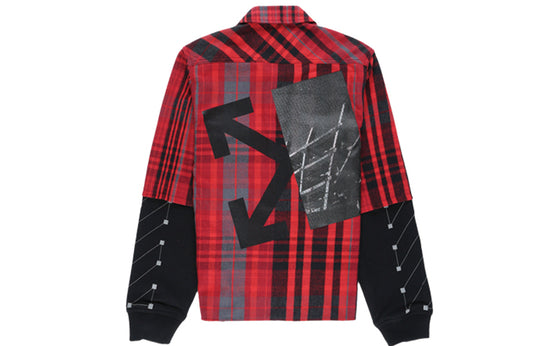 Off-White Jersey Sleeve Checked Shirt 'Red Black' OMGA083E19E230102010