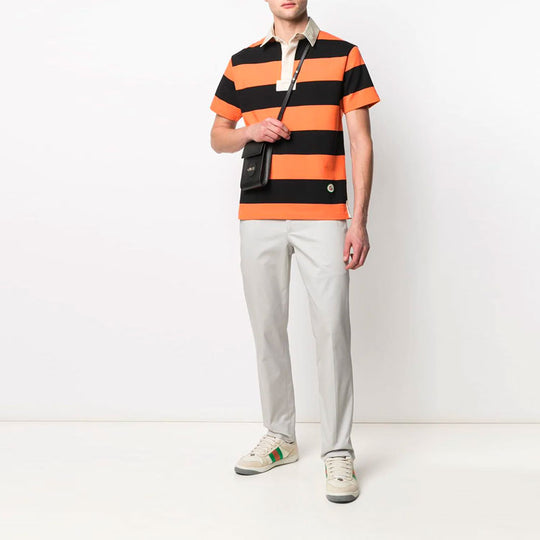 Gucci Striped Cotton Polo With Patch 'Yellow Black' 645251-XJC6F-7121