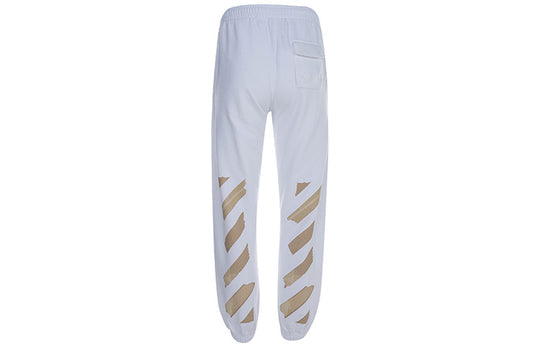 Off-White Micro Mark Rubber Strap Printing Athleisure Casual Sports Pants Ordinary Version White OMCH022R20E300020148