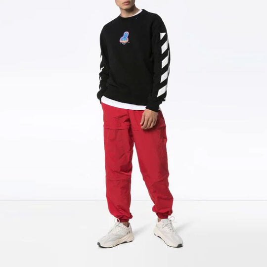 Off-White Mens Thermo Striped Logo Slim-fit Sweatshirt OMBA025E19E300061088