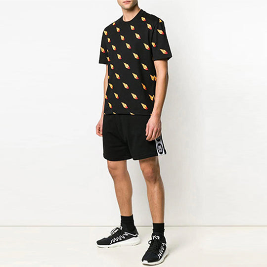 Men's McQ Alexander McQueen Cotton Flame Printing Short Sleeve Black 291571-RMJ08-1000