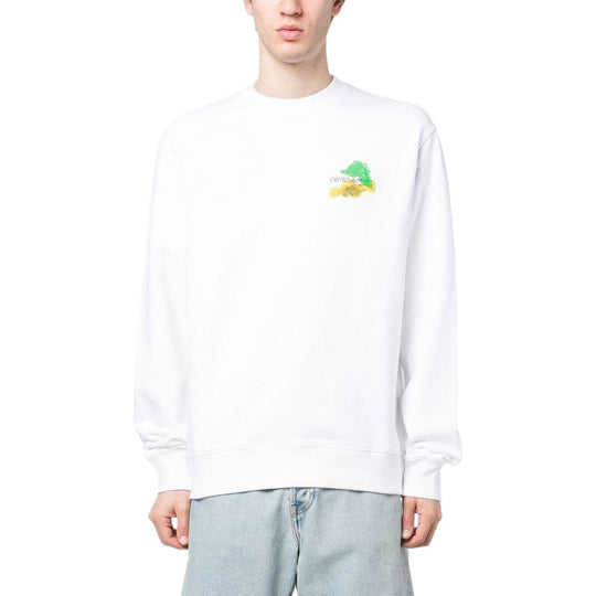 Off-White Brush Arrow Slim Crew Neck Sweatshirt 'White' OMBA057S23FLE0010184