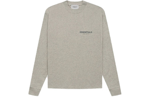 Fear of God Essentials FW21 Long Sleeve Tee Dark Heather Oatmeal FOG-FW21-190