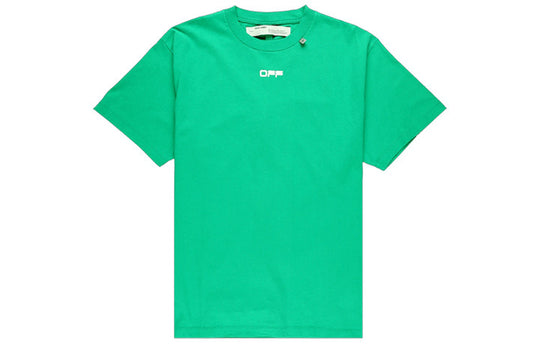 Men's Off-White Caravaggio Square Back Printing Short Sleeve Loose Version Green o Virgil Abloh Tee OMAA038S201850054488