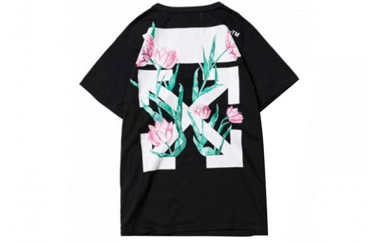 (WMNS) Off-White Floral Short Sleeve Letter Logo OWAA033S174621811088