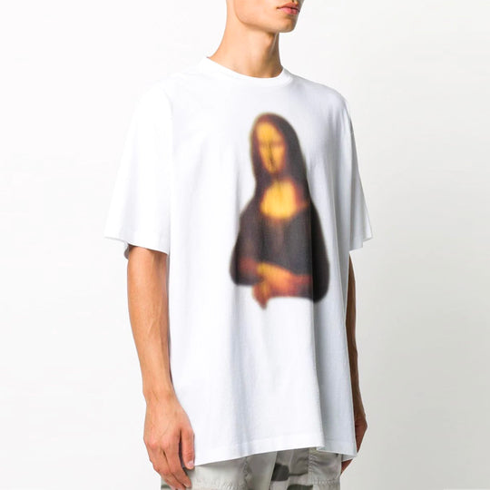 Off-White FW20 Mona Lisa Applique Tee Men's White OMAA038F20FAB0140101