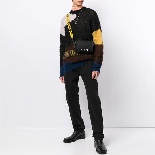 Off-White Cozy Round Neck Splicing Colorblock OMHE062F20KNI0010825