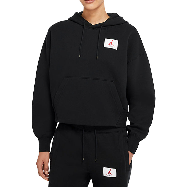 (WMNS) Air Jordan Fleece Pullover Hoodie Casual Sports Hoodie Black CV7737-010