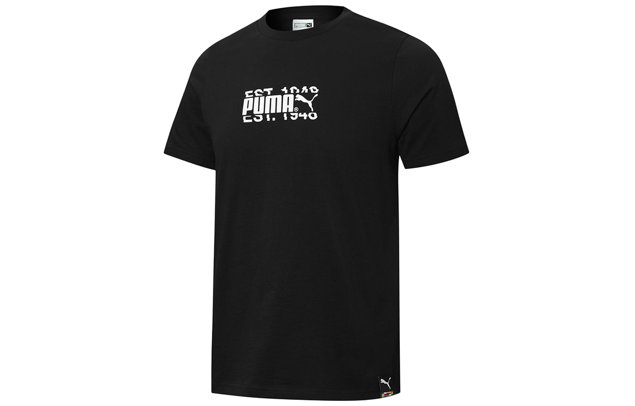 PUMA Intl Tee Subject Printing Round Neck Short Sleeve Black 532274-01