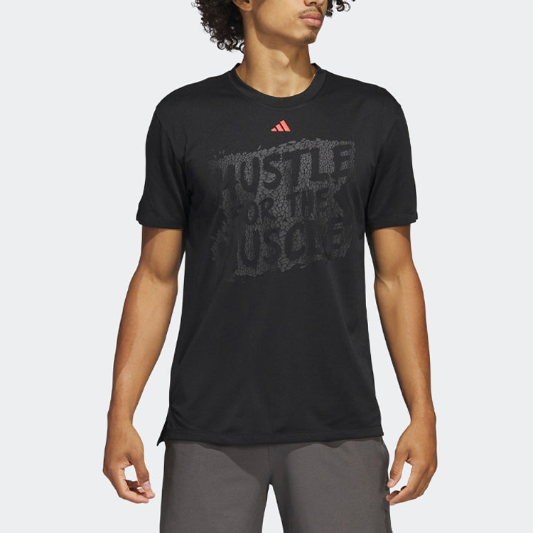 adidas Hustle For The Muscle Aeroready Short Sleeve Graphic Training T-Shirts 'Black' HT3016