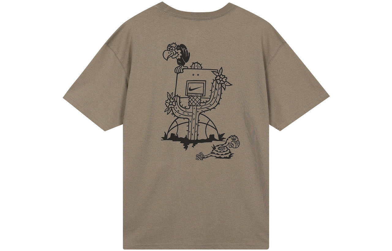 Men's Nike Cartoon Printing Round Neck Short Sleeve Olive Grey T-Shirt DR8915-040