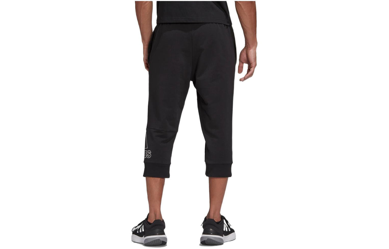 Men's adidas Solid Color Pants Logo Casual Sports Pants/Trousers/Joggers Black HE1827