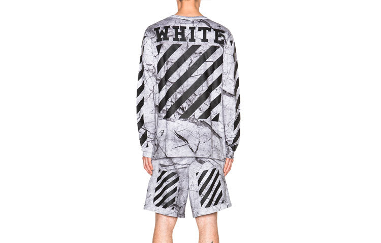 Off-White SS21 Large Printing Pullover Gray White OMBA003G20FLE0029988