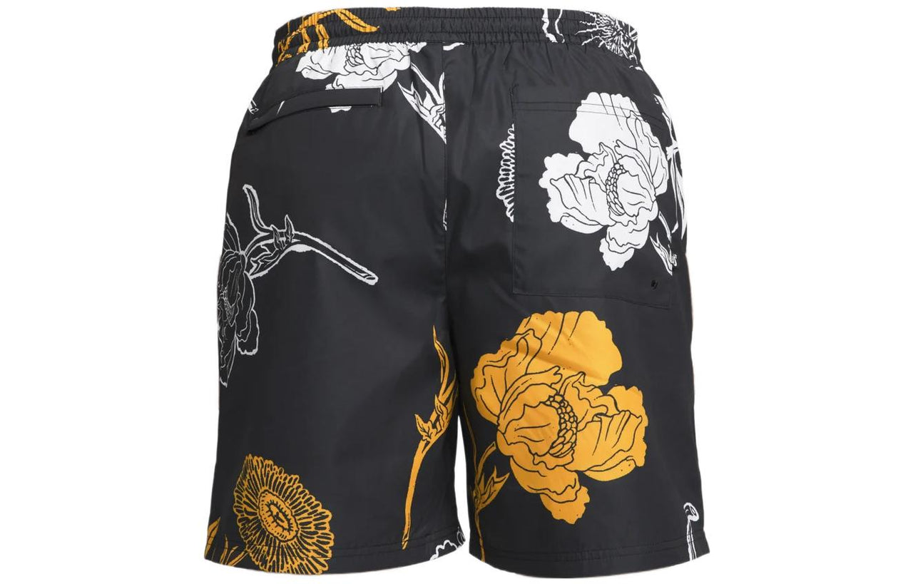 Nike Flowers Printing Full Print Straight Casual Shorts Unisex Black DH2953-010