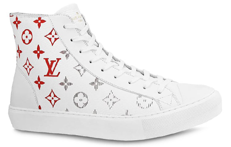 حذاء رياضي للكاحل من LOUIS VUITTON Tattoo Monogram 'أبيض وأحمر ورمادي' 1A5Z0C