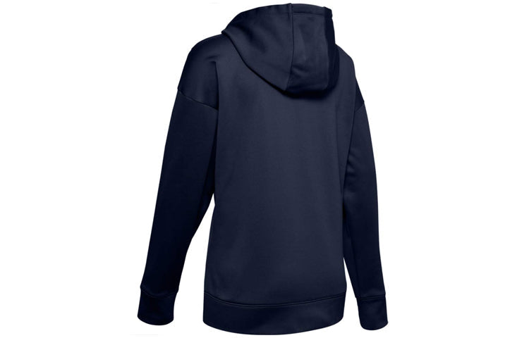 (WMNS) Under Armour Fleece Chenille Logo Hoodie 'Navy' 1348246-410