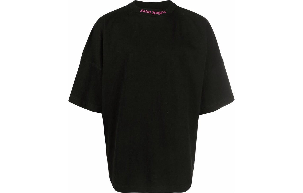 Palm Angels Doubled Logo Over Tee 'Black Fuchsia' PMAA002C99JER0031032