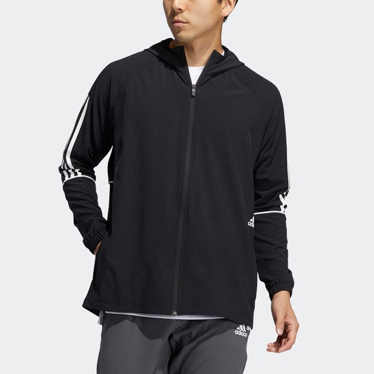 adidas Zipper Sports Hooded Jacket Black GL4799