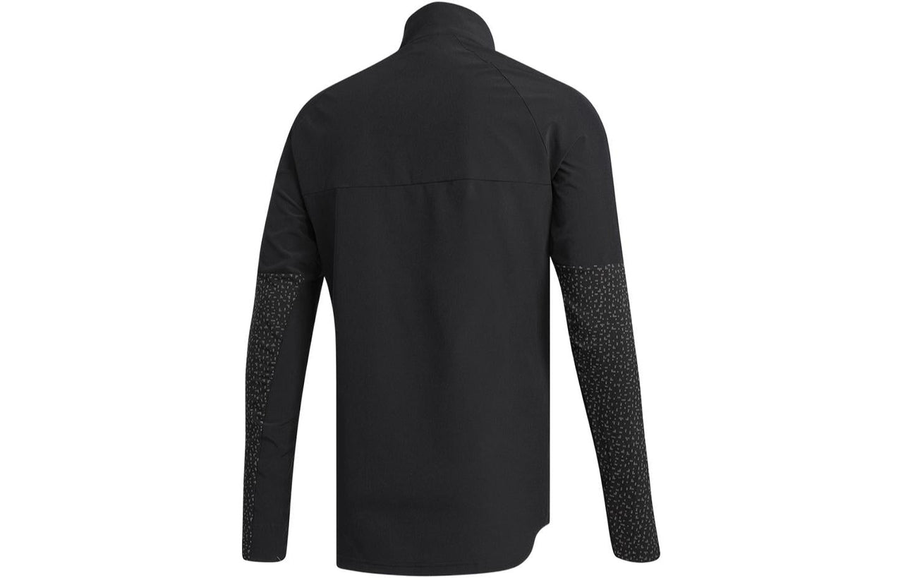 Men's adidas Solid Color polka dots Logo Zipper Stand Collar Jacket Black BQ7723