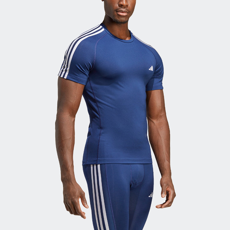 adidas Techfit 3-Stripes Training Tee 'Blue' IC2166