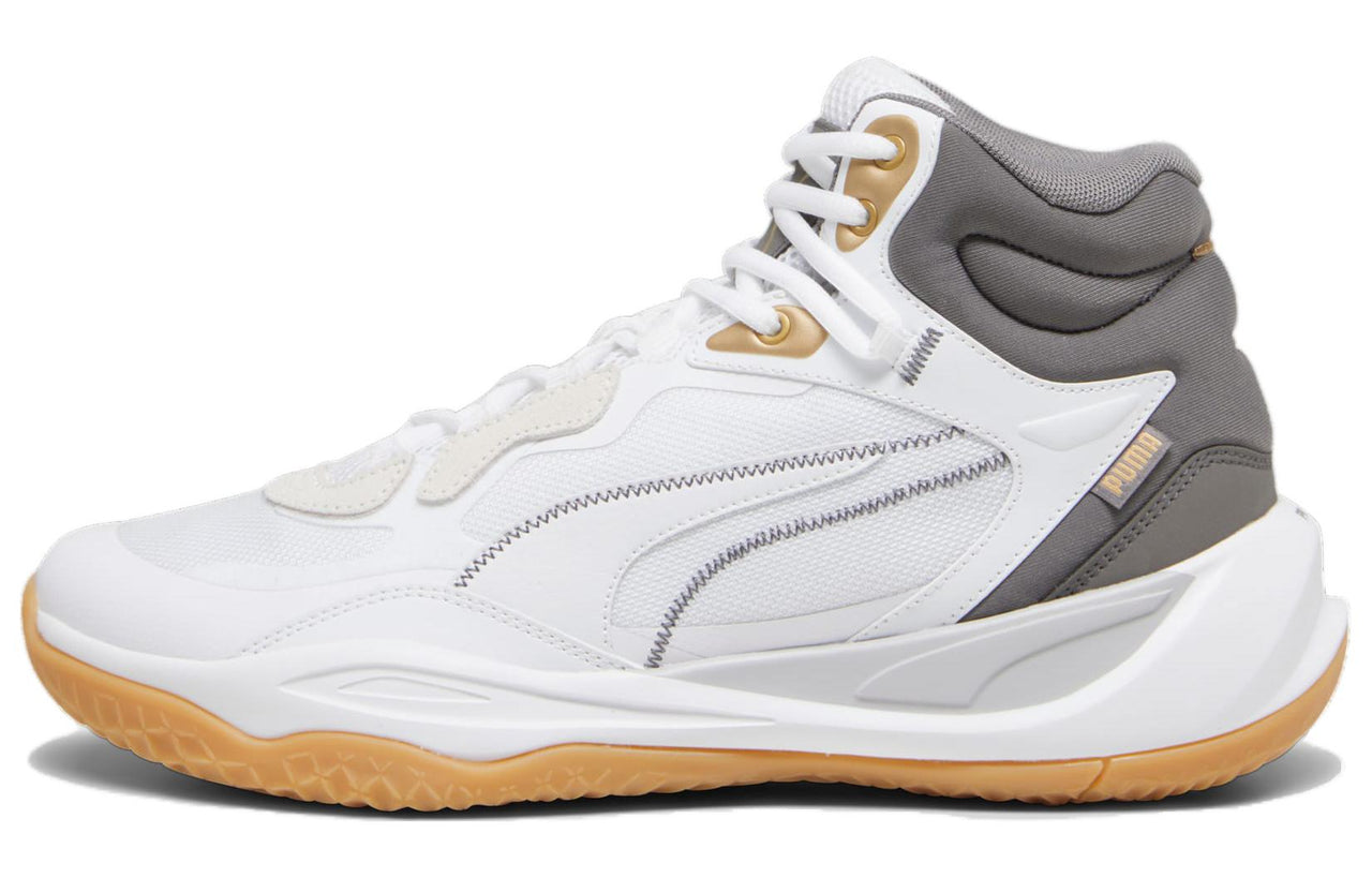 PUMA Playmaker Pro Mid Trophies 'White Grey Gold' 379019-01
