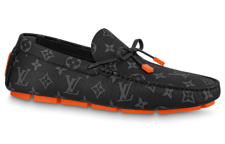 LOUIS VUITTON LV Driver Moccasins Shoes 'Black Monogram with Red' 1AAF38