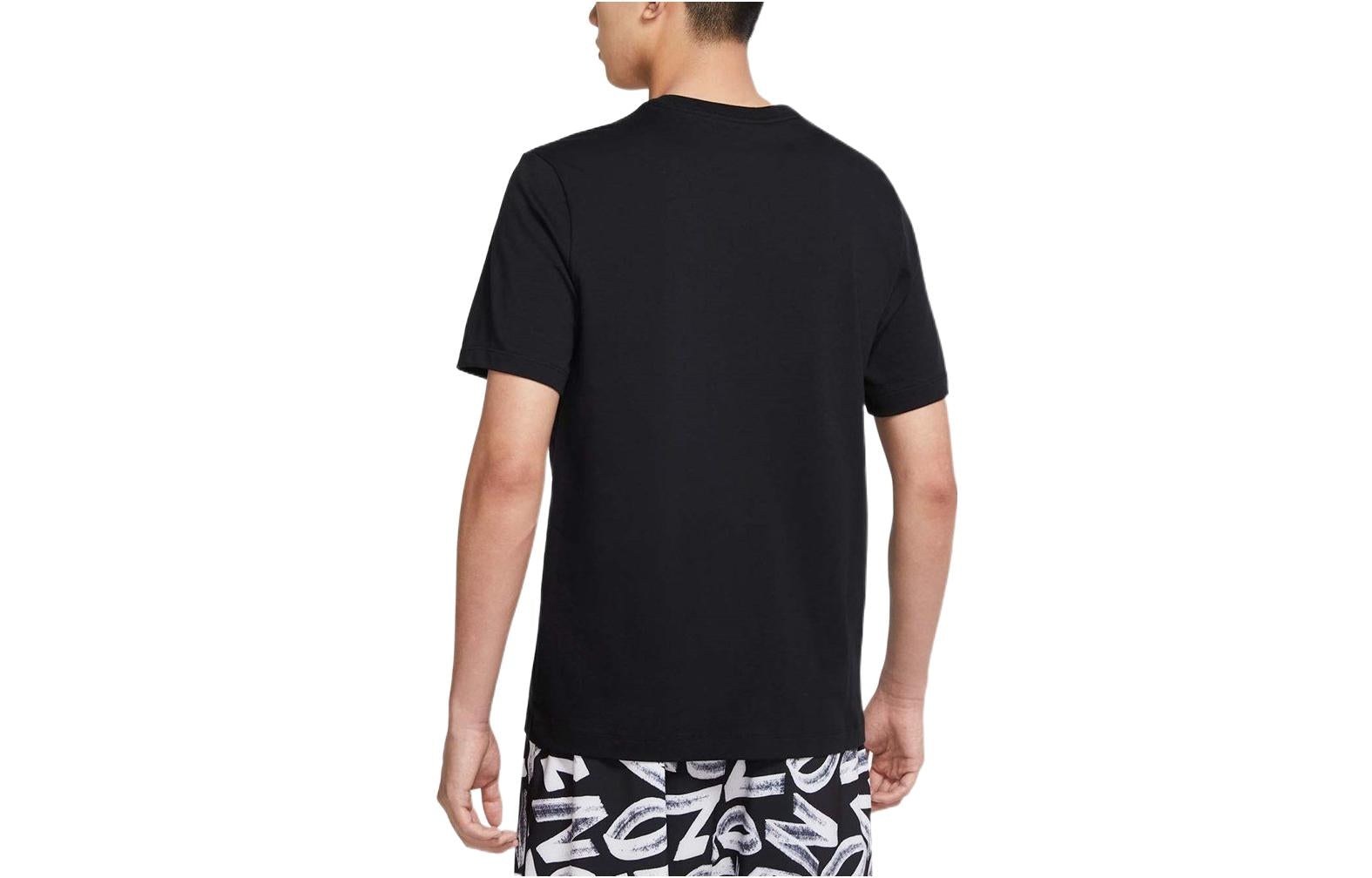 Men's Air Jordan Zion Solid Color Alphabet Printing Round Neck Cotton Short Sleeve Black T-Shirt DM4031-010