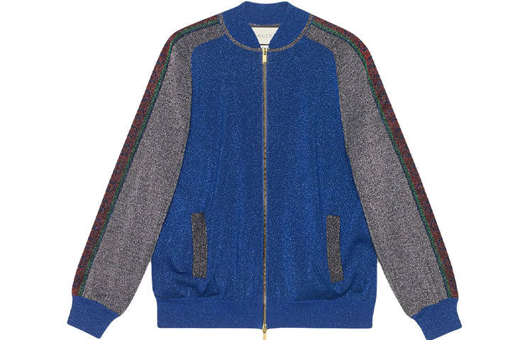 (WMNS) Gucci Wool Lam Bomber Jacket 'Blue Red Multicolor' 579749-XKAQ9-4034