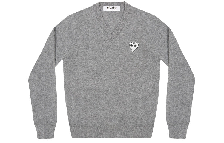 (WMNS) COMME des GARCONS PLAY V-Neck Pullover White Emblem 'Grey' AZ-N063-051-1