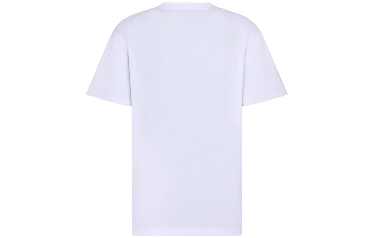Men's DIOR SS22 Cotton Plain Weave Knit Material CD Heart Short Sleeve White T-Shirt 213J685A0677-C001