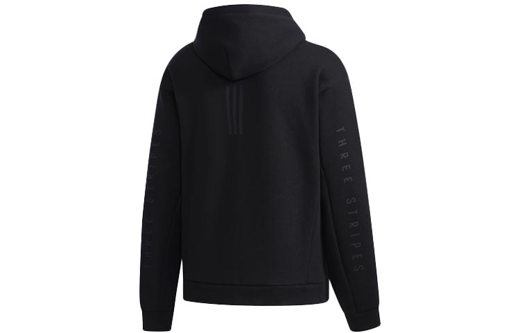 Men's adidas S2s Spc Hd Solid Color Casual Sports Zipper Jacket Black DV3342