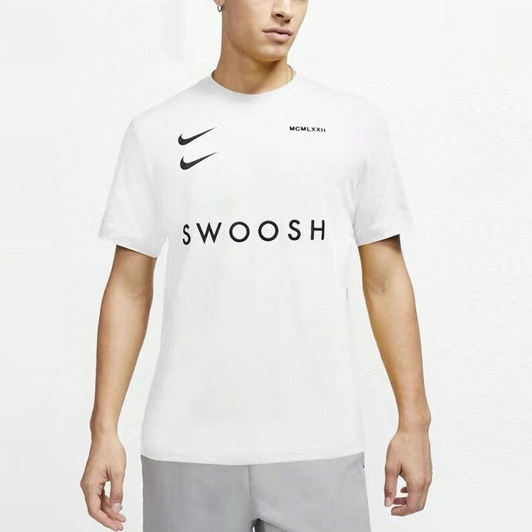 Nike Sportswear Swoosh Chest Sports Round Neck Short Sleeve White DH0030-100