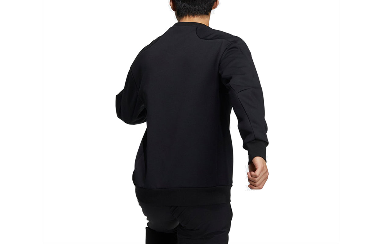 Men's adidas Th Top Dk Sweat Zipper Pocket Loose Sports Pullover Black H39295