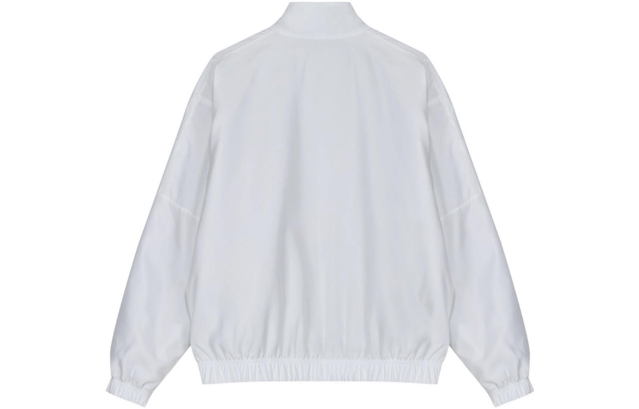 Men's Nike Solid Color Stand Collar Logo Casual Long Sleeves Jacket White DN1266-121