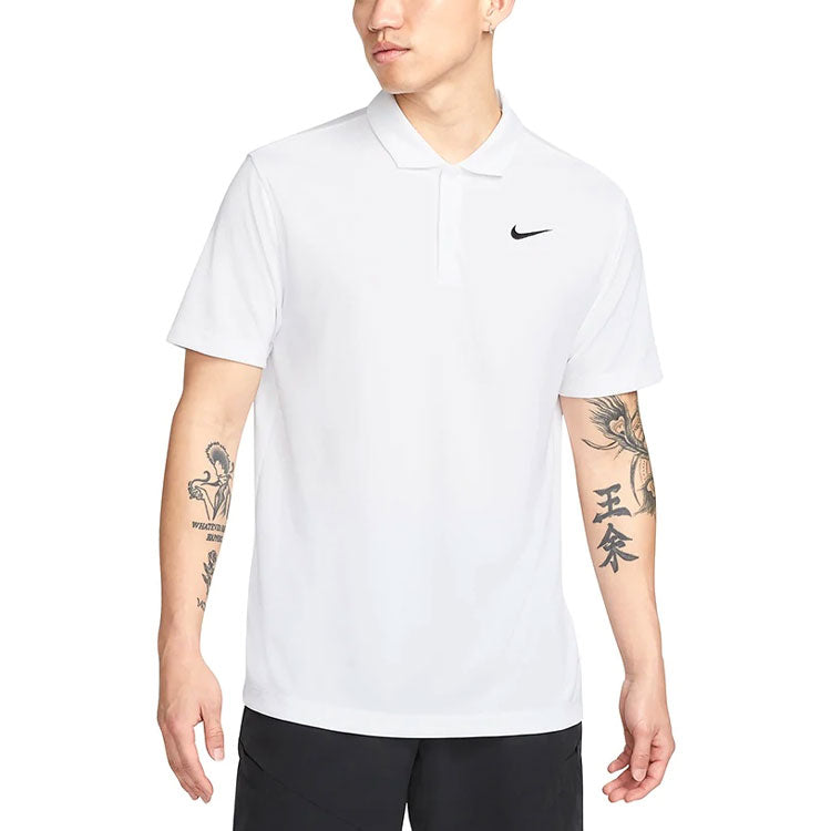 Men's Nike Small Logo Solid Color Short Sleeve White Polo Shirt DH0858-100