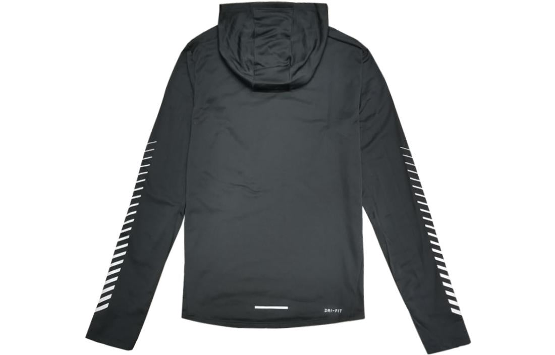 Men's Nike Logo Printing Hooded Long Sleeves Reflective Black T-Shirt AQ4850-010
