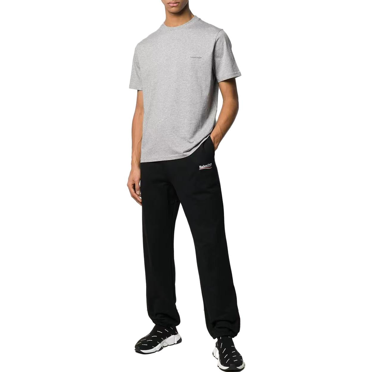 Balenciaga Small Logo Print Cotton T-Shirt 'Grey' 556151TYK281300